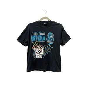 Vintage NCAA North Carolina Tar Heels Neon Graphic T Shirt Single Stitch Size XL